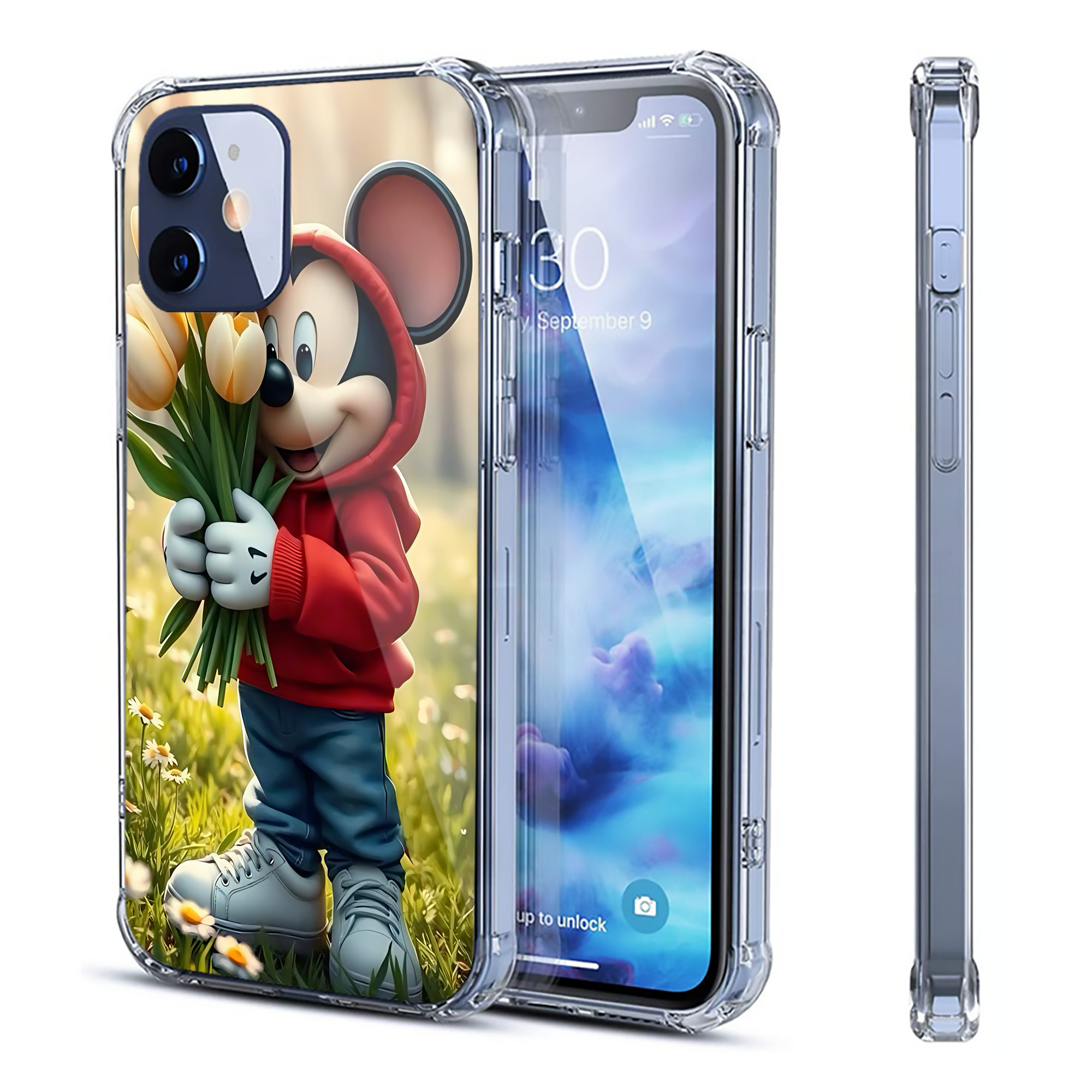 （画像用） ミッキーマウス Mickey Mouse 【iPhone 12シリーズ対応】透明スマホケース（クリアソフトケース）